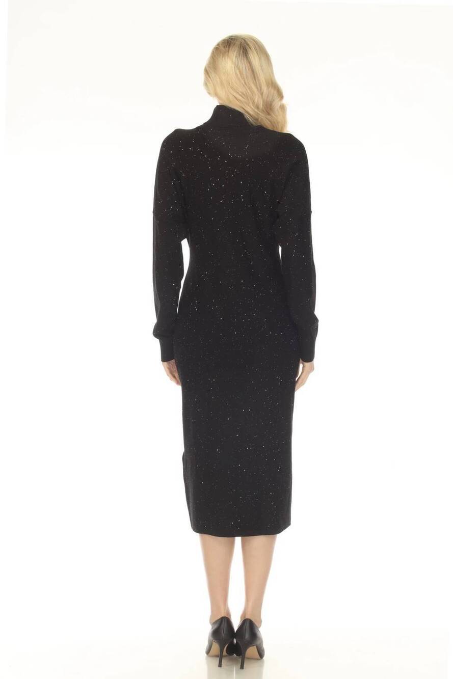 NEW JOSEPH RIBKOFF sequined turtleneck midi sweater dress in black - Picture 4 of 7
